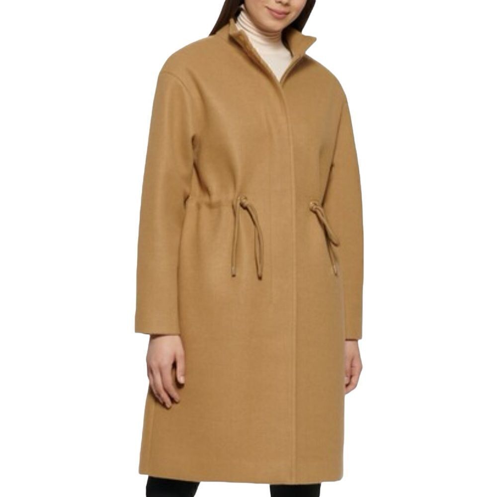 Kenneth Cole Womens Single-Breasted Anorak Coat Camel Small New